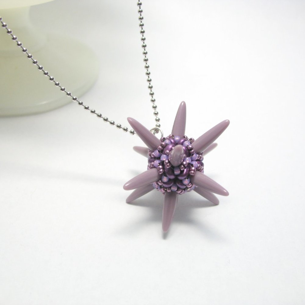 Handwoven Spiked purple ooak pendant